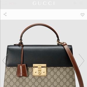 Preowned Gucci Padlock GG Supreme Top Handle Bag